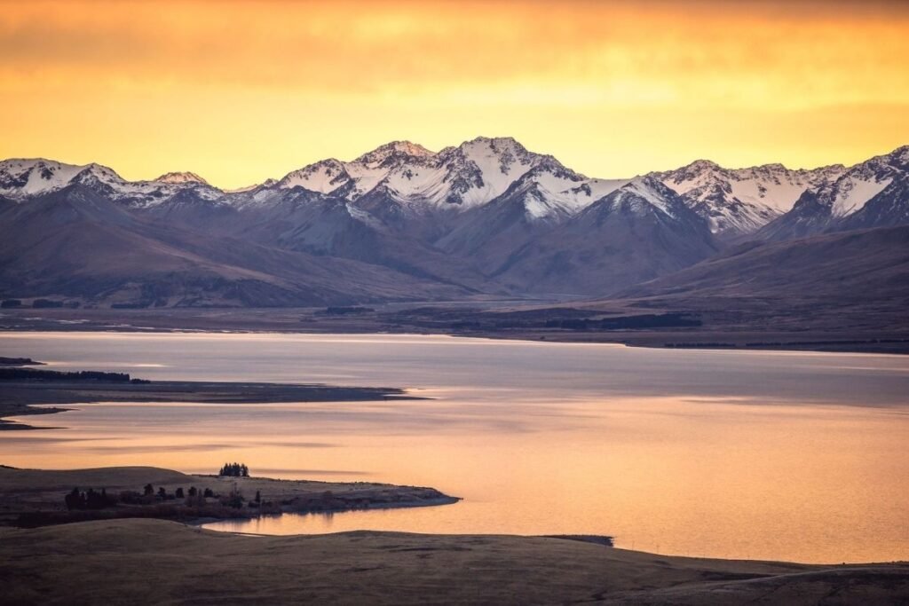 Sunset over the Canterbury Plains in Aotearoa New Zealand