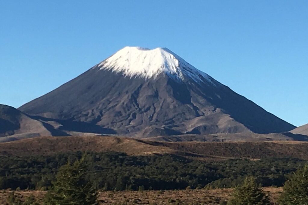 Mt Ngauruhoe Summer with a cap of snow