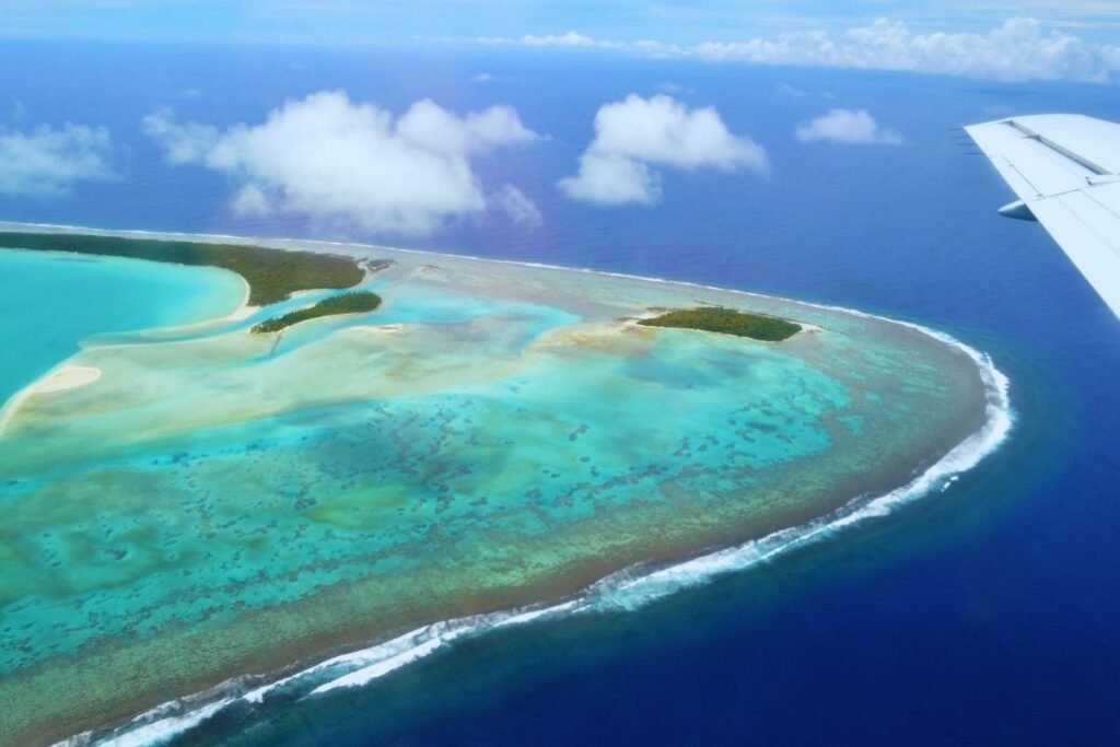 Flying over Aitutaki